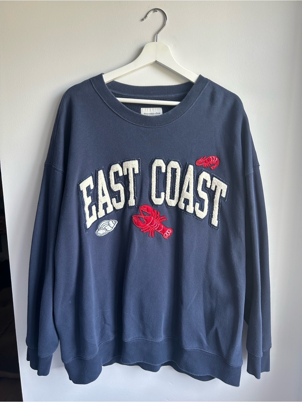 Abercrombie & Fitch Navy Crewneck with Chenille Number Patch